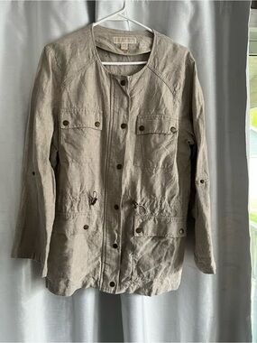 Michael Kors Beige Utility Jacket with Button Front